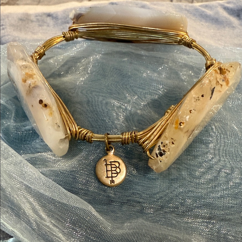 Bourbon and Bow ties Agate and gold wrapped Bracelet